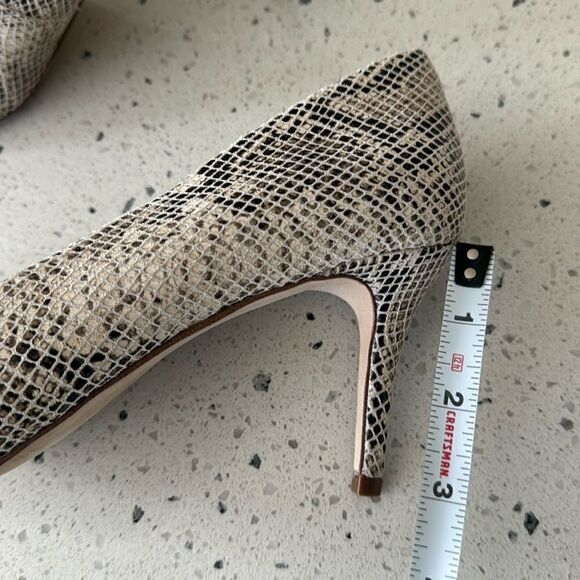 Sole Society Ronya Pump Leather Beige Brown Snake Print Pointed Toe Shoes Sz 9.5 - Picture 7 of 13
